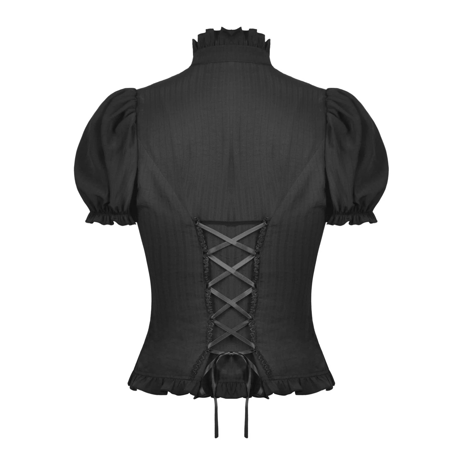 Blusa de Manga Corta con Chorreras y Corsé - Image 3