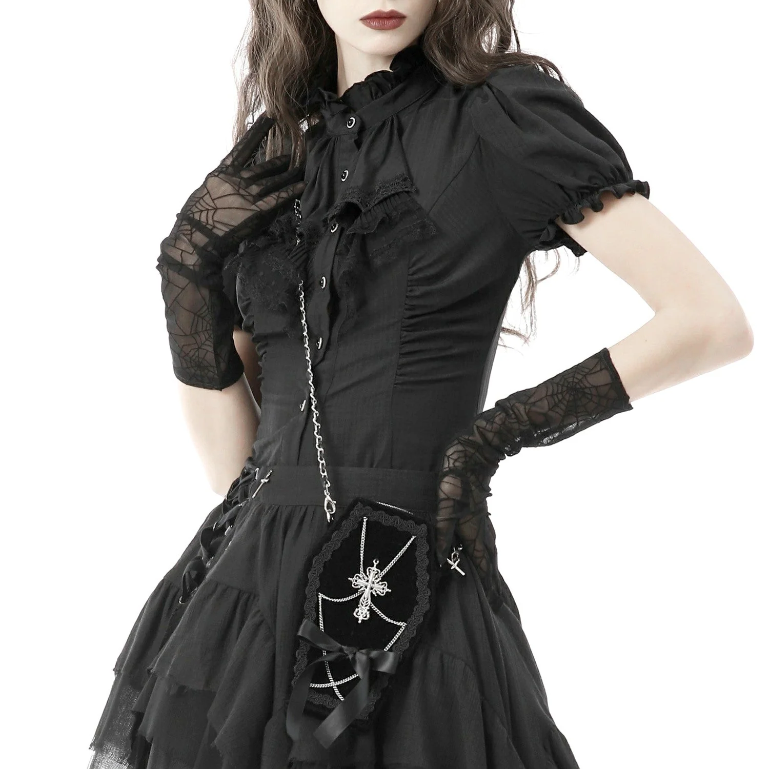 Blusa de Manga Corta con Chorreras y Corsé - Image 4