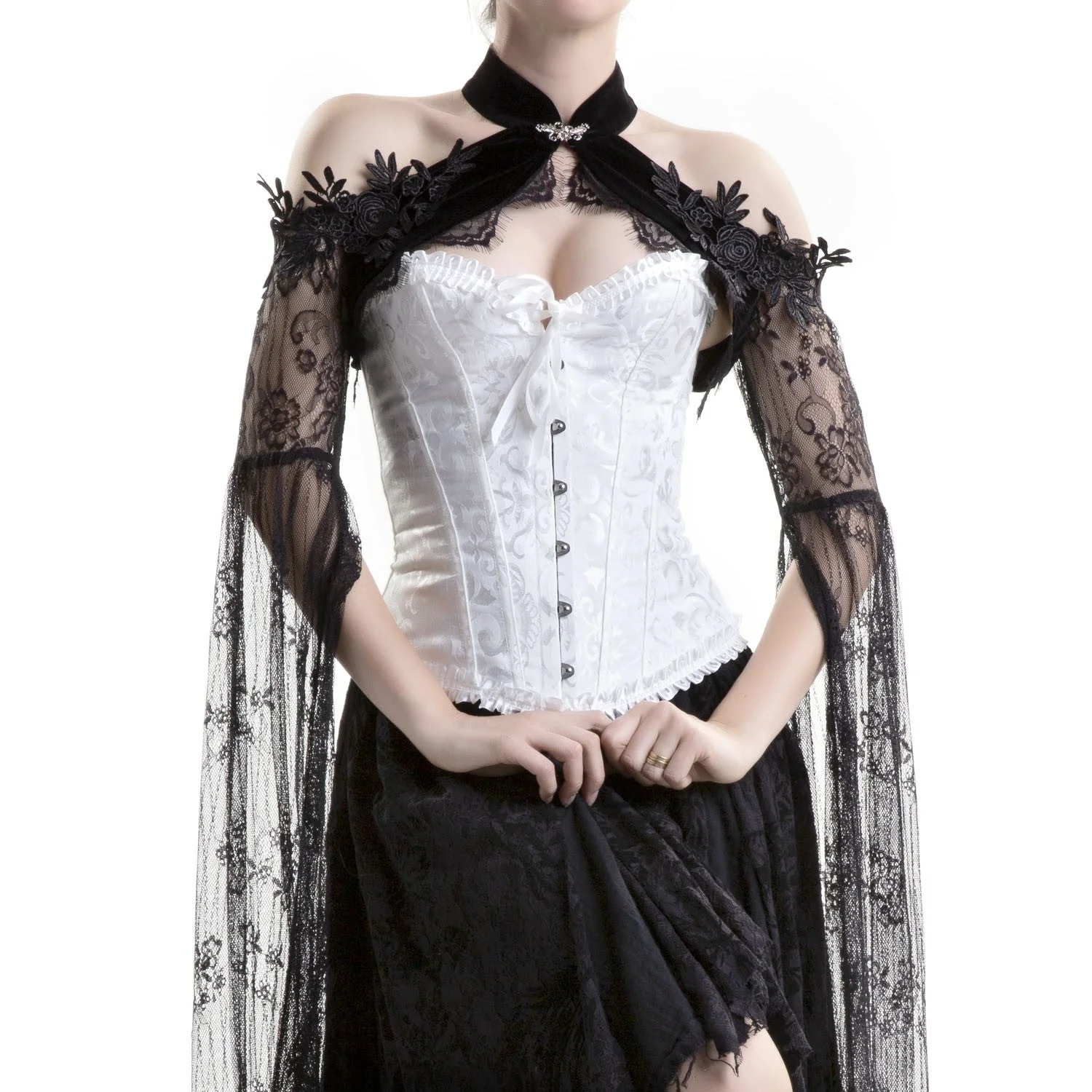 Corsé Overbust Blanco Brocado - Image 5