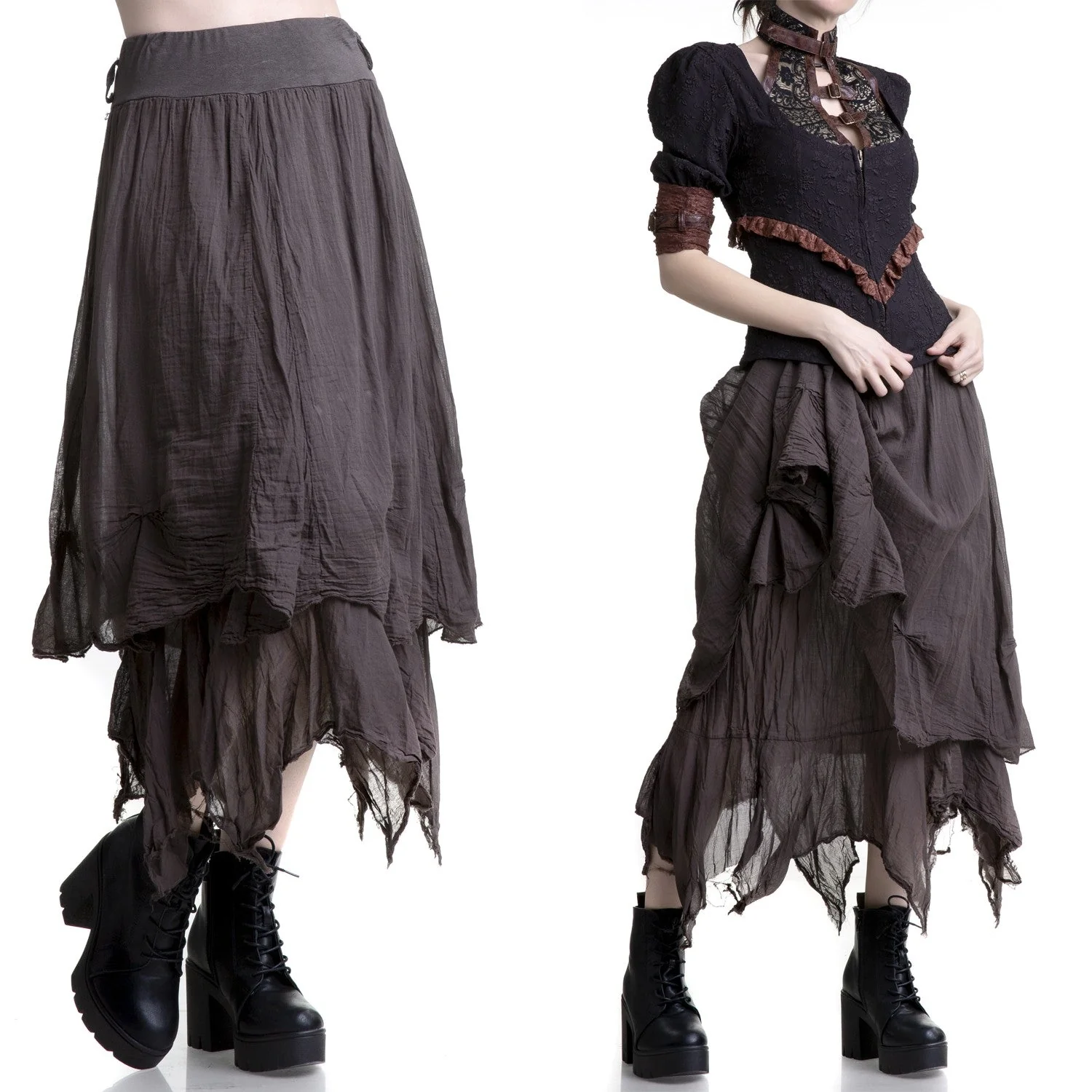 Falda Marrón con Picos - Image 5