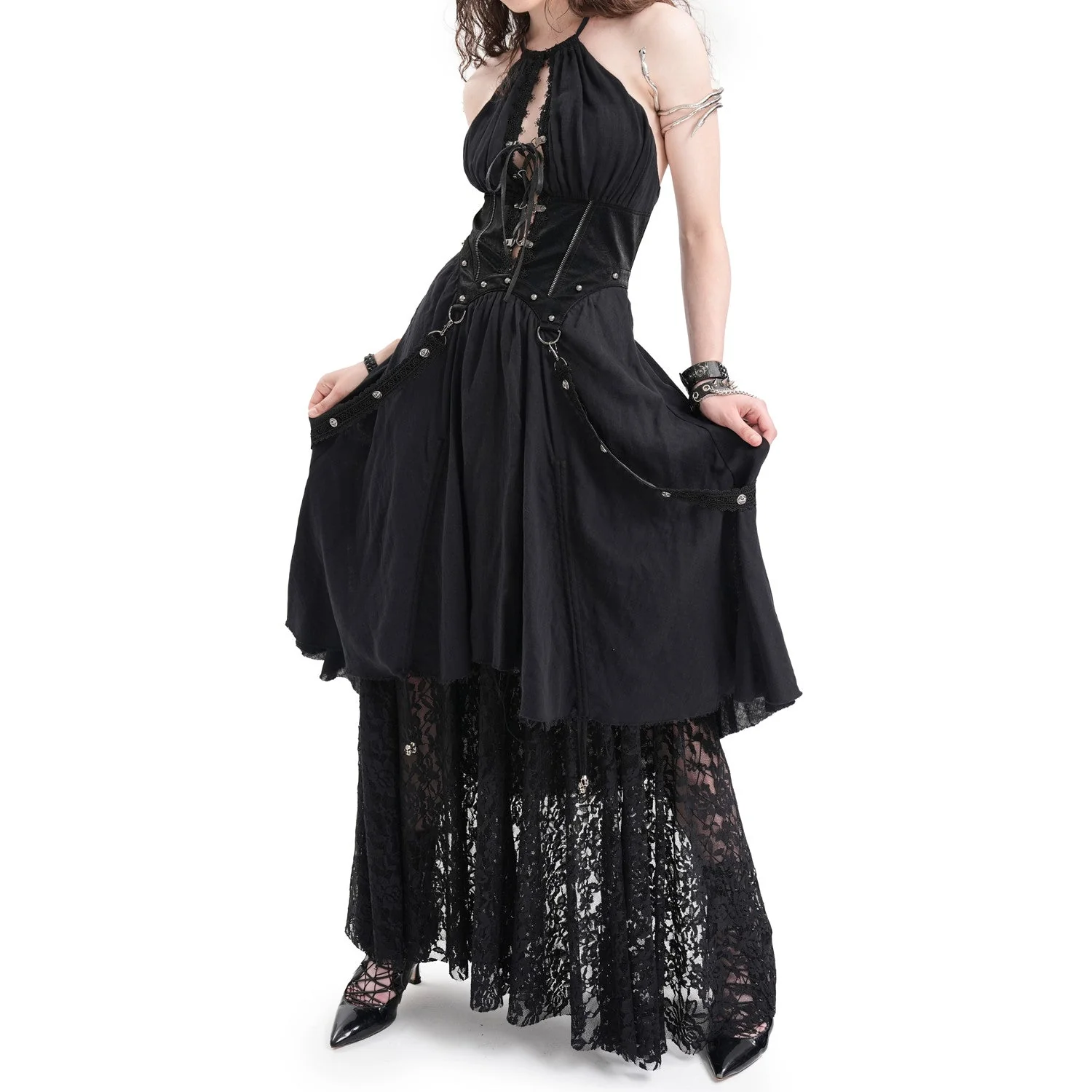 Vestido Largo de Algodón Con Encaje"Coven" - Image 6